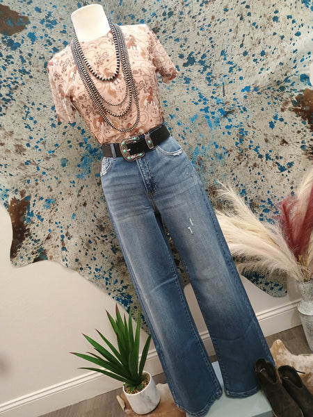 The Lasso Cowboy Mesh Short Sleeve Top