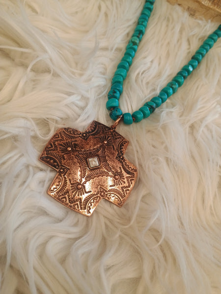 The Cross The Day Turquoise Necklace