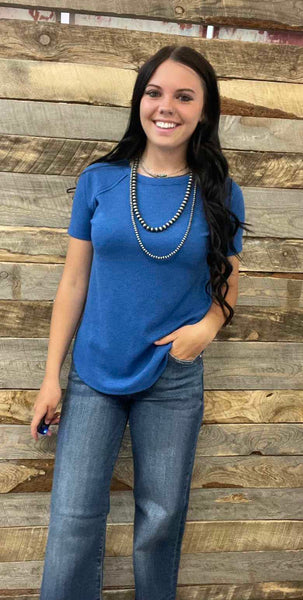 The Best Basic Waffle Classic Blue Top