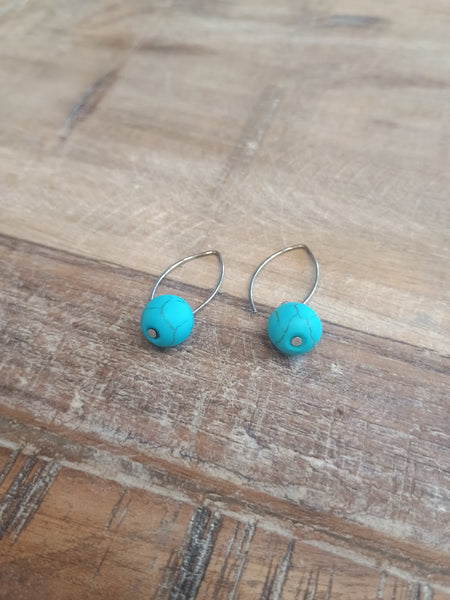 The Simple Round Turquoise Earrings