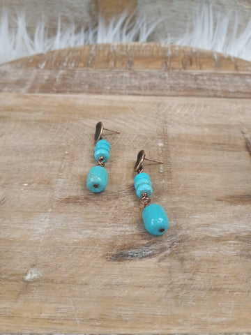 The Stacked Turquoise and Copper Earrings