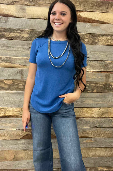 The Best Basic Waffle Classic Blue Top