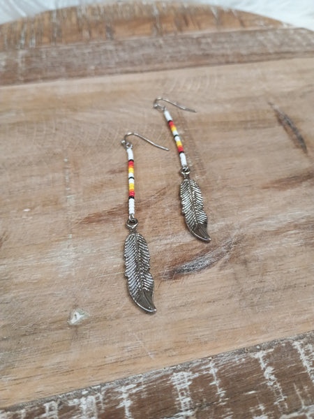The Beaded Feather Earrings