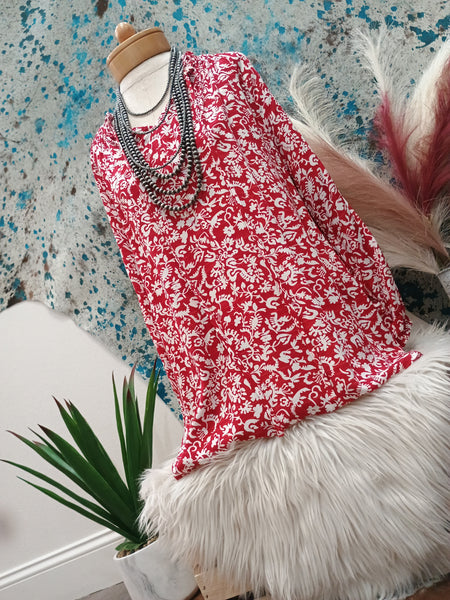 The Floral Print Tie Neck Top