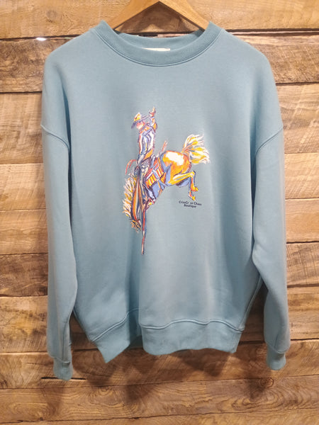The Come Here CrissCross Chaos Bronc Steel Blue Sweatshirt
