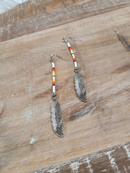 The Beaded Feather Earrings