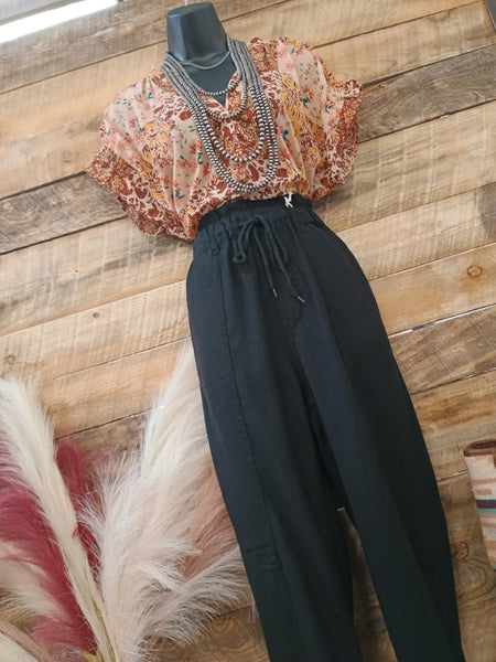 The Pretty Days Linen Black Pants