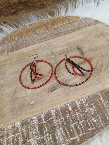 The Black and Red Needed Hoop Earrings