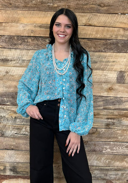 The Today's It Blue Ruffle Top