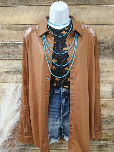 The Button Rust Down Top Cardigan