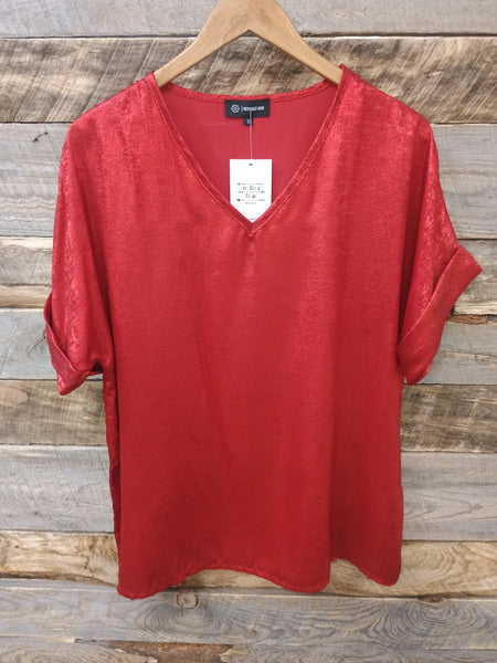 The Metallic Red Top