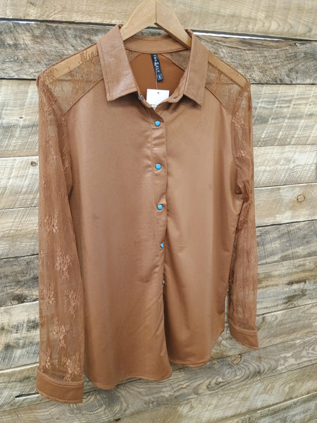 The Button Rust Down Top Cardigan