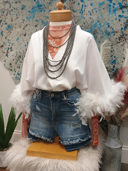 The Fun Feathers White Body Suit Top