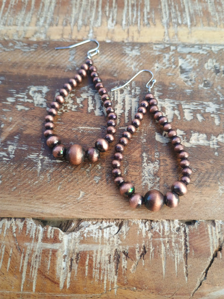 The Way To It Faux Navajo Pearl Copper Earrings