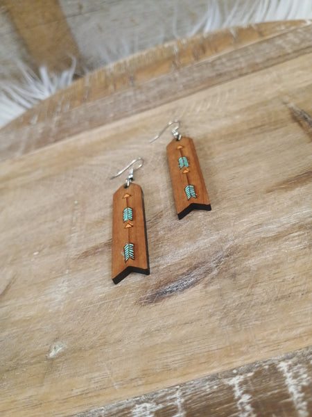 The Long Way Arrow Wood Earrings