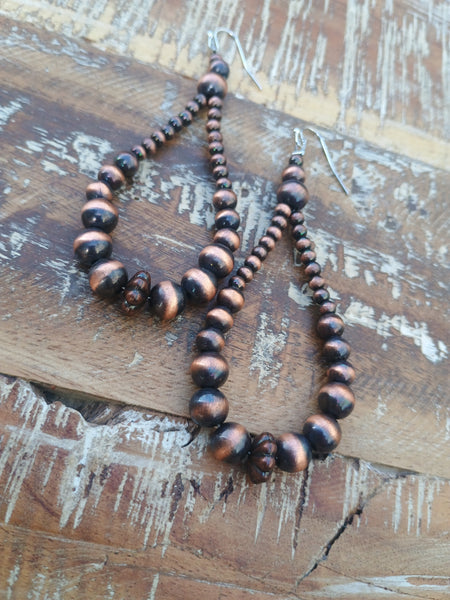 The Way To Be Faux Navajo Pearl Copper Earrings