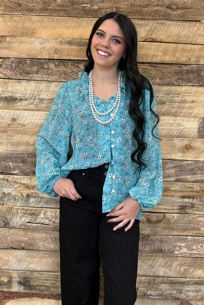 The Today's It Blue Ruffle Top