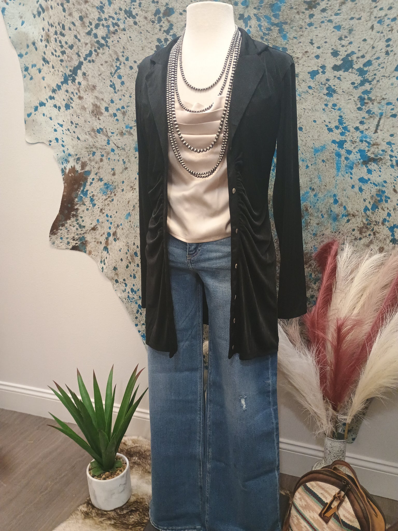 The Joey High Rise Wide Leg Dark Jeans