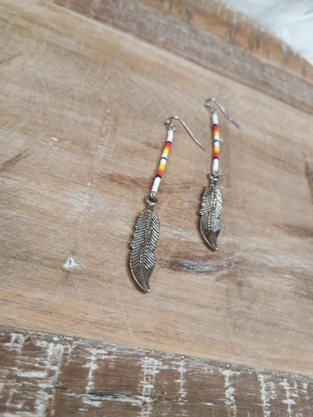 The Beaded Feather Earrings