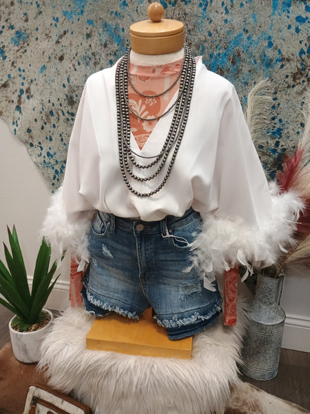 The Fun Feathers White Body Suit Top
