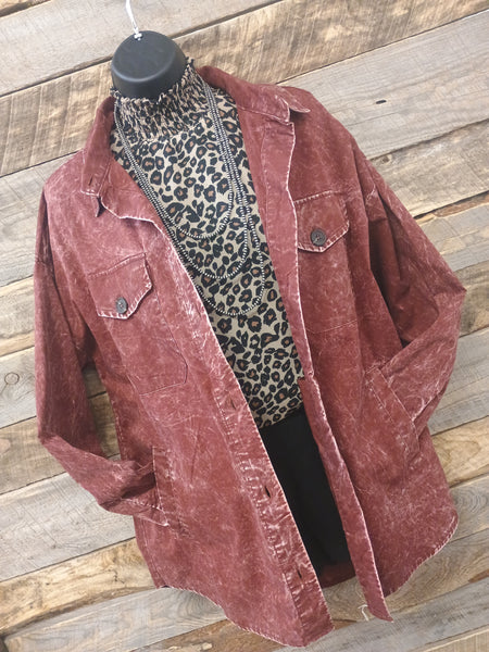 The Way To It Mineral Wash Button Rust Jacket