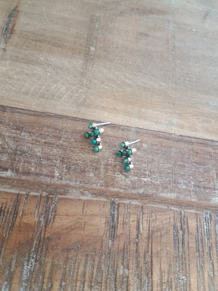 The Simple Cross Stud Turquoise & Brass Earrings