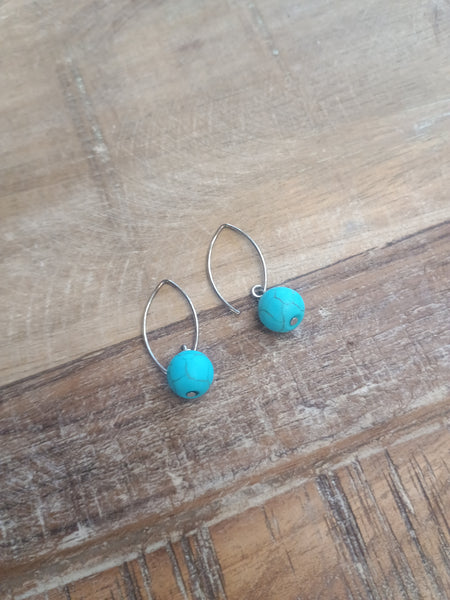 The Simple Round Turquoise Earrings