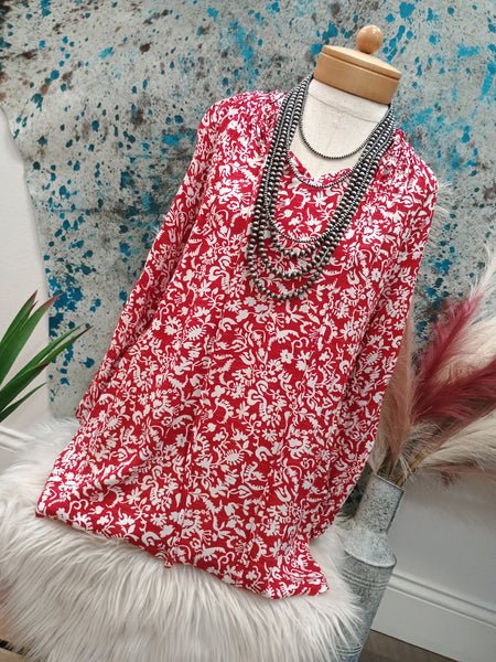 The Floral Print Tie Neck Top