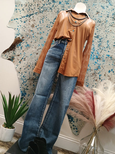 The Button Rust Down Top Cardigan