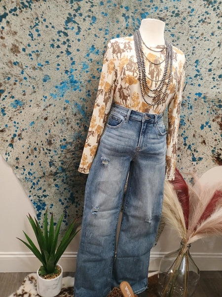 The Kayla High Rise Wide Leg Vintage Wash Jeans