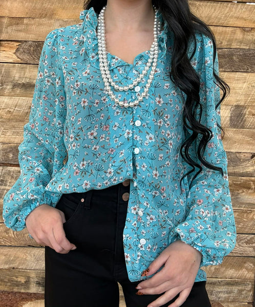 The Today's It Blue Ruffle Top