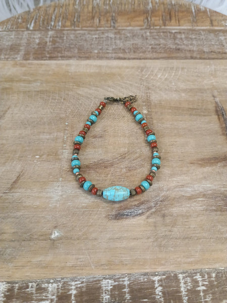 The Real Turquoise and Red Stone Bracelet