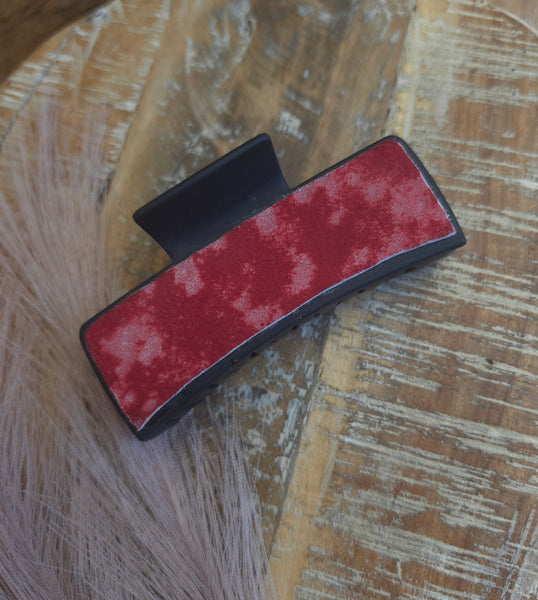The Red Acid Wash Cowhide Hair Clip