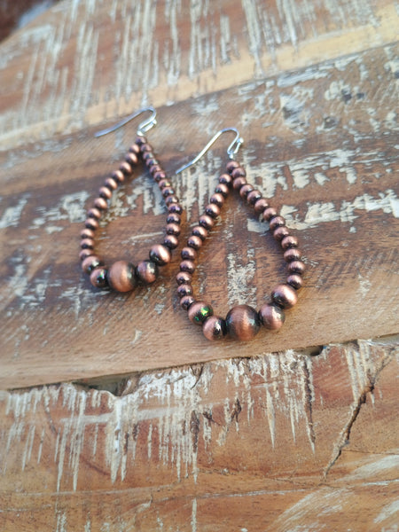 The Way To It Faux Navajo Pearl Copper Earrings