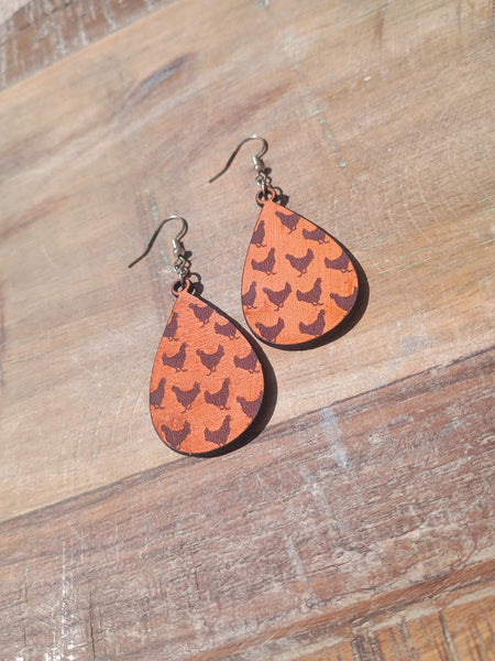 The Chicken Teardrop Leather Earrings