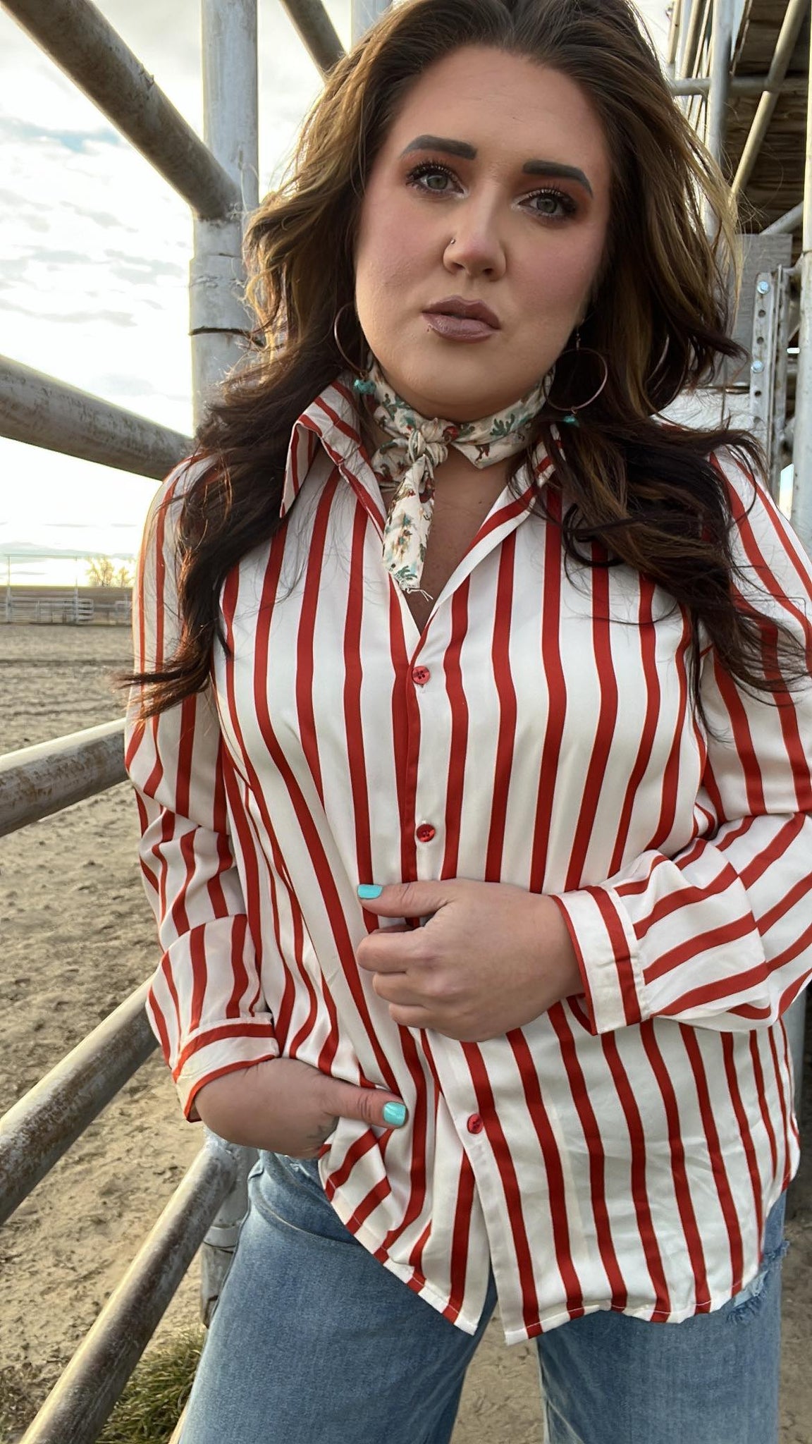 The Way To This Rust Striped Top Cardigan