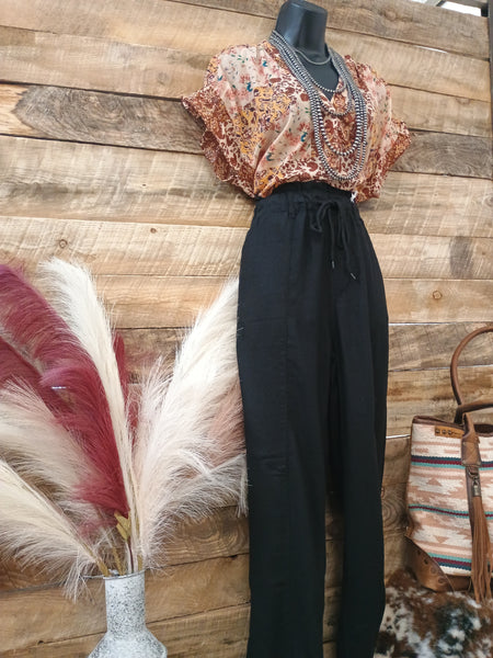 The Pretty Days Linen Black Pants