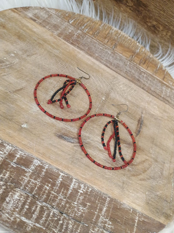 The Black and Red Needed Hoop Earrings