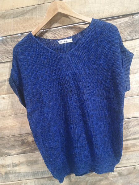 The Talk To It Navy Sweater Cuff Top