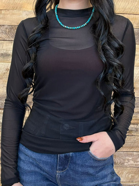 The Black Mesh Top