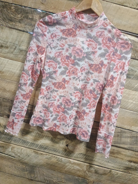 The Floral White Mesh Top