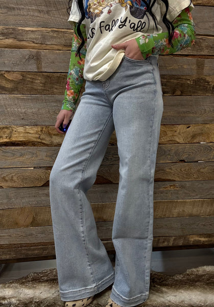 The Natisha High Rise Wide Leg Light Wash Jeans