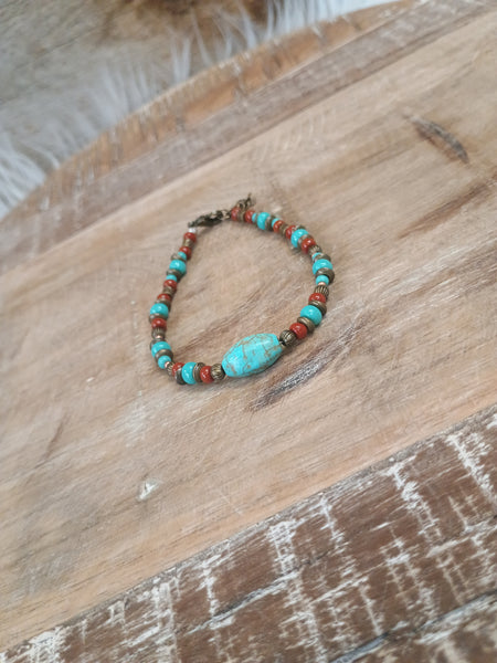 The Real Turquoise and Red Stone Bracelet