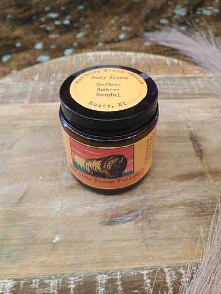 Coffee, Amber and Sandalwood Premium Body Blend Whipped Bison Tallow