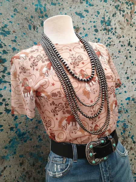 The Lasso Cowboy Mesh Short Sleeve Top