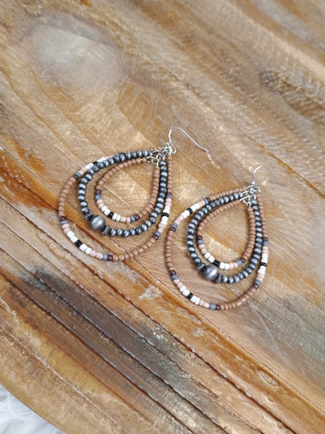 The Triple Tear Drop Brown Earrings