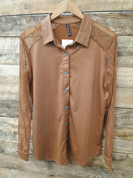 The Button Rust Down Top Cardigan