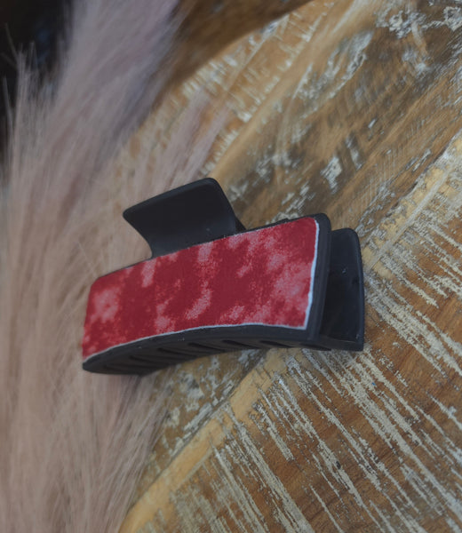 The Red Acid Wash Cowhide Hair Clip