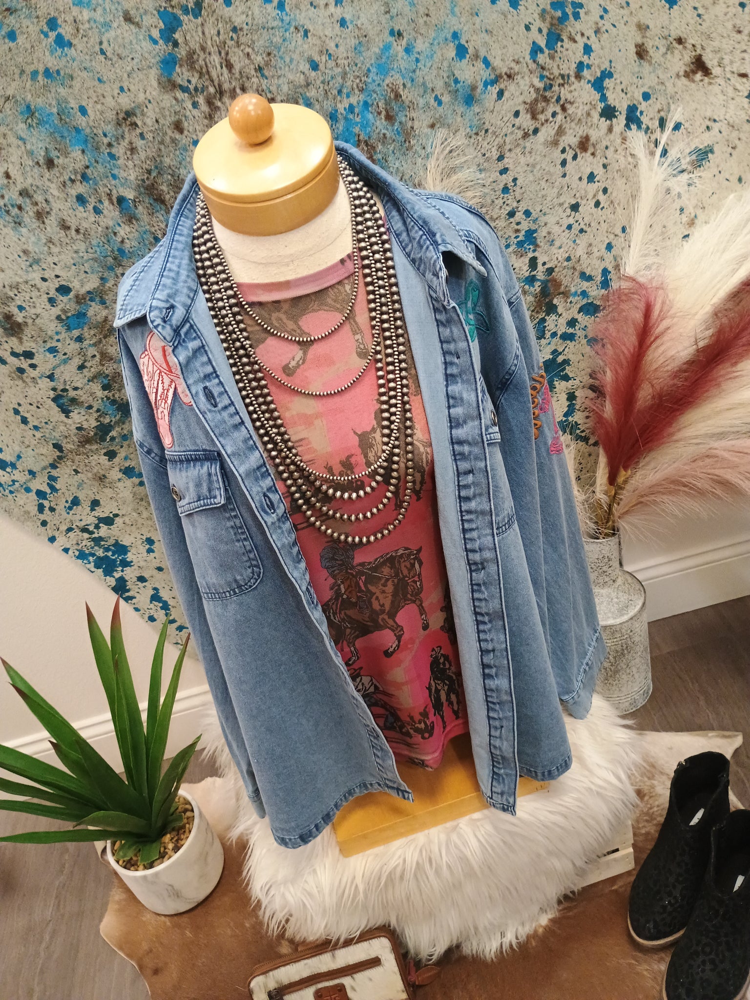 The Giddy Up Embroidery Denim Top Jacket