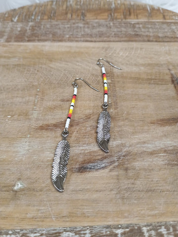 The Beaded Feather Earrings